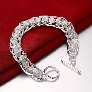 Pulseras con dijes, precio al por mayor, pulsera de eslabones de cadena de plata 925 para mujeres y hombres, joyería de moda, brazalete de calidad superior