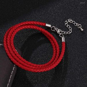 Bracelets de charme Femmes Mode Bijoux Rouge Tressé En Cuir Multicouche Bracelet Homard Fermoir Ajustable Corde Cadeaux