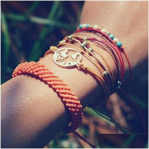 Pulseras con dijes Mapa del mundo Mtilayer Pulsera Bead Weave Mujeres Brazalete ajustable Brazalete Joyería de moda de verano Will And Sandy Drop Delive Dhiho