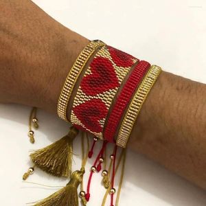 Braceletas de encanto moda Yastyt Moda hecha a mano Miyuki Joyas Red Heart Beads Pulsera para mujeres Regalo Gold Color mexicano Pulseras Femme