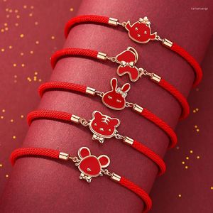 Pulseras con dijes Pulsera de animales del zodíaco Estilo chino Parejas Novia Regalo Estudiante Año de Navidad Lucky Red String al por mayor