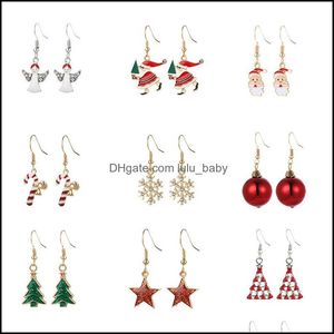 Charme Boucles d'oreilles en cristal de Noël Charm Set Style Stud Flocon de neige Arbre Elk Bell Star Drop Dangle Boucle d'oreille pour filles femmes De Dhseller2010 Dhef4