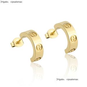 Charme Jielts de luxe classiques C Shape Cross Vis Vis Boucles d'oreilles pour femme et hommes en acier Titanium Top Quality Love Couple Jewelry Earrin Dhtso