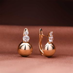 Charme Dckazz Hémisphère Boucles D'oreilles Éclat Exquis Naturel Zircon Or Couleur Goutte Boucle D'oreille Femme Précieux Bijoux De Fiançailles Cadeau G230307