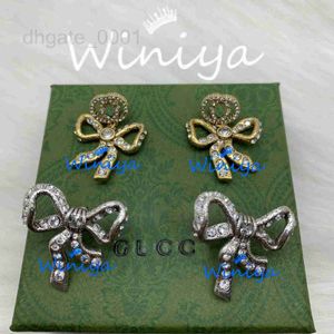 Charm Designer earrings new letter diamond studded Bow Earrings cold style personalized fashion PZ47