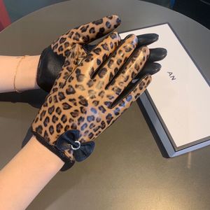 Charm Designer Gants En Cuir Gant Dames En Peau De Mouton Léopard Mitaines D'hiver Pour Femmes Cachemire À L'intérieur Officiel Taille Européenne L M GM-5