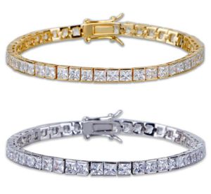 Charm Fashion Classic Tennis Bracelet Jewelry Design White AAA Cubic Zirconia Bracelet Chain 18K Gold Size 8 pulgada para hombres BR2420179