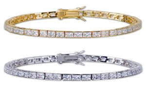 Charm Fashion Classic Tennis Bracelet Jewelry Design White AAA Cubic Zirconia Bracelet Chain 18K Gold Size 8 Inch para hombres BR3454487