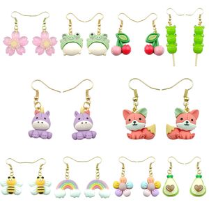 Charme Fleur Fruits Boucles D'oreilles Canard Arc-En-Ciel Goutte Boucle D'oreille Costume À La Mode Style Femme Fille Bijoux Livraison Smtxc