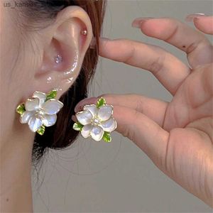 Charme Français vintage acrylique perle de feuilles de feuilles de feuille de feuille d'oreilles pour femmes