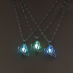 Charme brillant papillon pendentif collier mignon lumineux bijoux tour de cou 3 couleurs cadeau de noël pour les femmes colliers