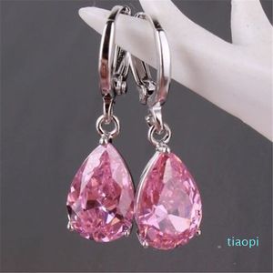 Charme ovale forme cristal boucle d'oreille 4 couleurs pour femmes et filles mode bijoux de fête, boucles d'oreilles créoles en pierre de zircone cubique, beauté