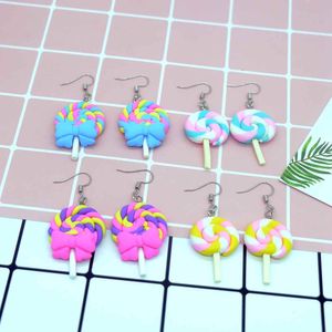 Charme arc-en-ciel sucette boucles d'oreilles boucle d'oreille bonbons Costume Style branché femme fille bijoux goutte goutte livraison Smt0Y