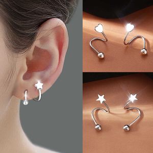 Charm Acero inoxidable Espiral Torcido Labio Anillo Lengua Piercing Corazón Estrella Ronda Oreja Cartílago Helix Piercing Stud Pendiente Joyería Regalos G230307