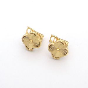 Charm stud earrings designer for womens luxury jewellery orecchini VC threeflowers three drill earrings four leaf flowers gold carving
