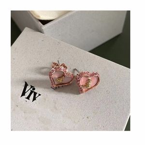Charm Studs vivi west earrings aretes Pink Drop nectarine Heart Star Earrings Stud West Saturn Earrings for womens luxury jewellery orecchini bijoux cjewelers