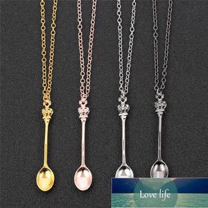 Charme Minuscule Cuillère À Thé Forme Pendentif Collier Avec Couronne Pour Femmes 4 Couleurs Créatif Mini Long Lien Bijoux Cuillère Collier Prix Usine Conception Experte Qualité Dernière