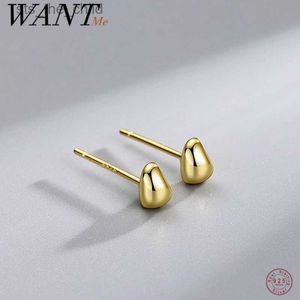 Charme WANTME 925 en argent Sterling minimaliste solide bonnet géométrique boucles d'oreilles adaptées aux nourrissons femmes mode perforé bijoux accessoiresC24326