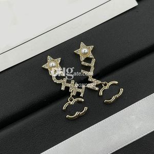 Encantador pendiente de cristal con perla para dama Vintage chapado en oro cuelga pendientes de diamantes de imitación con juegos de cajas para la fecha de la boda