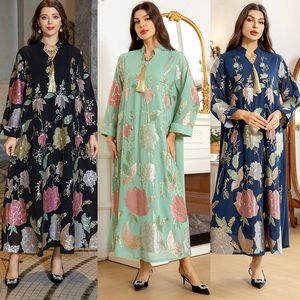 Charmante Paillettes Motif Fleur Femmes Robe De Soirée Robe De Dubaï Moyen-Orient Abaya Lumière De Luxe Manches Longues Robe De Soirée Élégante Vêtements Arabes