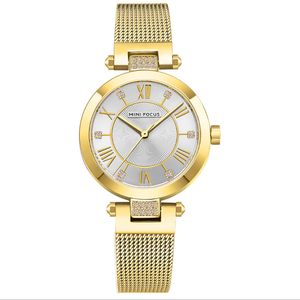 Charmant petit cadran cwp montre femme confortable bande de maille en acier inoxydable mouvement à quartz japonais diamant 43g montres de luxe pour dames MINI FOCUS 0215L