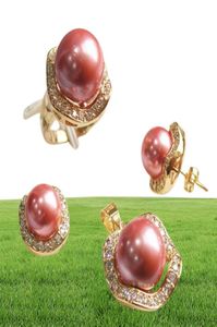 Charmant South Sea Shell Pearl Pendant Bouangtes d'oreilles Ring Jewelry Set Fine Luxury Noble Real Natural Party Mariage Gift Oreilles Colliers1649305