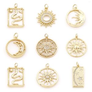 Charmes 1 pièces cuivre galaxie soleil lune serpent coquille couleur or pendentifs pour bricolage fabrication collier Bracelets résultats de bijoux