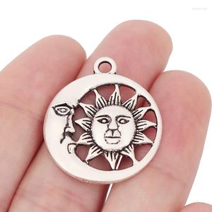Breloques 10 X tibétain argent lune et soleil païen Wicca pendentifs pour collier à faire soi-même Bracelet accessoires de fabrication de bijoux 30x26mm