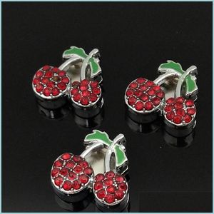 Charms 10Pcs 10Mm Rouge Strass Cherry Slide Charms Perles Fit 8Mm Diy Phone Strips Tags Pet Collar Ceintures Bracelets 1106 Q2 Drop Deli Dhzua