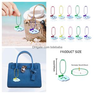 Charms 10pcs Cartoon Clouds Keychain Colorf Ball Bead Keychains Fits Bag Key Dolls Label Hand Tag pour une livraison de goutte unisexe OTPKF