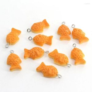 Breloques 10 pièces mignon poisson biscuit résine pendentifs animaux à dos plat pour la fabrication de bijoux bricolage boucle d'oreille collier embellissement accessoires