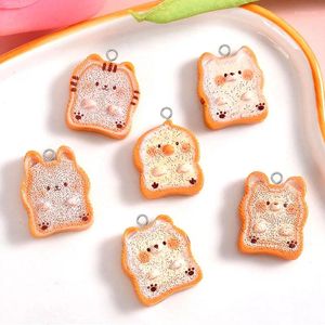 Breloques 10 pièces Kawaii pain Animal Sushi résine dessin animé chat ours Koala pendentif pour boucle d'oreille porte-clés bricolage artisanat fabrication de bijoux