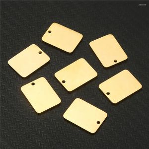 Breloques rectangulaires en acier inoxydable, pendentif carré vierge, accessoires de fabrication de bijoux, vente en gros, 10 pièces/lot, vente en gros