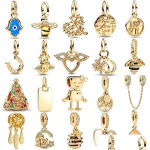 Charms 2023 14k Gold Bee Blue Eyes 925 Sier Beads Fit Original Bracelets Bangles Women Jewelry Regalos Diy Drop entrega Findin DHNX0