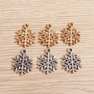 Encantos 20pcs lindas aleaciones de copas de nieve navideña colgantes para hacer aretes de caída collar de bricolaje a mano hallazgos de joyas