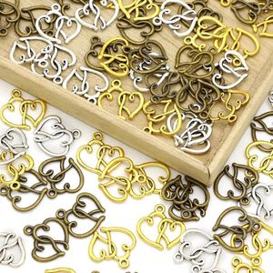 Charmes 20 pièces Double coeur amour forme charme pour faire pendentif Vintage bracelet à bricoler soi-même collier fournitures 19mm