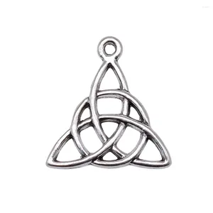 Breloques 20 pièces/lot, symbole Triquetra 21x20mm, pour la fabrication de bijoux, couleur argent Antique, 0.83x0.79 pouces