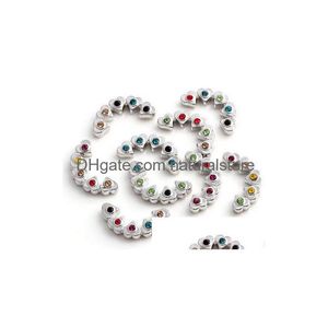 Breloques 20 Pcs / Lot Strass Colorf 2 Couleurs Lune Coeur Diy Alliage Flottant Médaillon Fenêtre Plaques Fit Pour 30 Mm Verre Magnétique Vivant Dr Dhchp