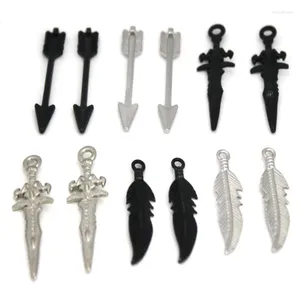 Breloques en acier inoxydable plaqué noir, pendentifs épée de chevalier, accessoires de fabrication de bijoux pour colliers artisanaux, 20 pièces/lot
