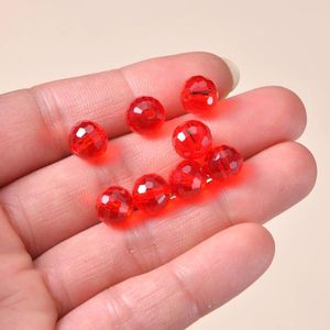 Charmes 20 pièces perles de verre de cristal rondes rouges coupées à facettes pour la fabrication de bracelets collier bijoux accessoires en gros