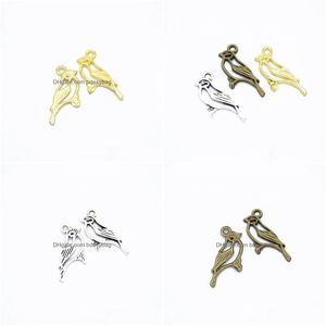 Charmes 300 Pcs / Lot Évider 26X15Mm Oiseau Pendentif Antique Sier Bronze Or Pour Option Drop Delivery Résultats De Bijoux Composants Dhhqw