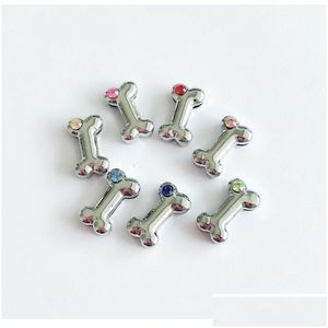 Breloques 30 pièces 8mm couleur mixte un strass os de chien lettres coulissantes accessoires de bricolage ajustement bracelet nom d'animal de compagnie colliers ceintures téléphone goutte D Otx5E