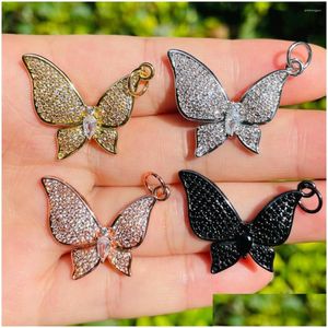 Charms 5Pcs Cubic Zirconia Pave Butterfly Charm para mujer Pulsera Collar Fabricación Exquisito Colgante Artesanía Joyería Accesorio Dro Dhwes
