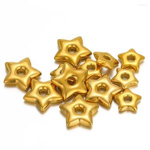 Dijes 5 uds. De estrella de agujero grande de acero inoxidable de Color dorado para accesorios de joyería DIY, collar, pulseras, suministros, fabricación de pendientes de aro