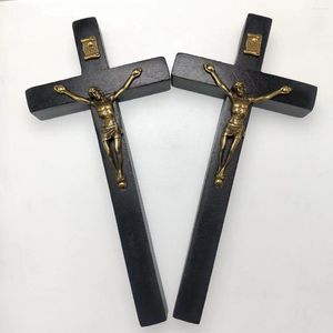 Charms 6.3 14.4cm Crucifix en bois fait à la main Christ souffrant Image Prière Main tenant Croix Pendentif