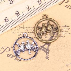 Breloques 80 pièces bijoux amoureux oiseau 20mm pendentifs plaqués argent antiques faisant bricolage à la main tibétain