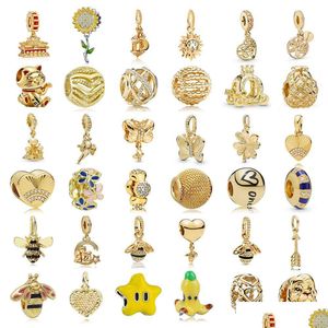 Charms 925 Sterling Sier Gold Lucky Cat Bee Piña Diy Beads Adecuado para Pandora Europea Charm Bracelet Ladies Jewelry Fashion Dhvjl