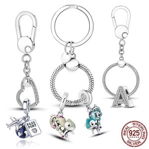 Charms 925 Sterling Silver Moments Bag Charm Holder Key Ring Set Fit Charms originales para mujeres Joyería Llavero 231208