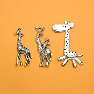 Charmes Antique Argent Plaqué Girafe Animaux Zoo Maman Bébé Pendentifs Pour Diy Bijoux Fournitures En Vrac En Gros Articles Petite Entreprise