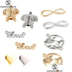 Charms Antique Sliver Gold Infinity Love Elephent Word Heart Connector Making Bracelet en métal Colliers Ornements Jewelryz Drop Dh4Pb